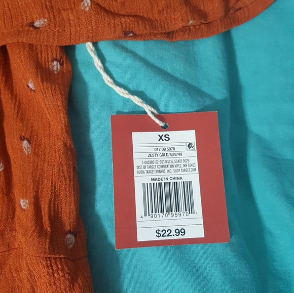 NWT Orange Off Shoulder Cuff Dress w/ Straps - Picture 2 of 6